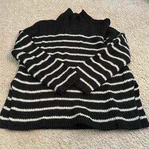 All Saints Striped Turtleneck Sweater with side slits